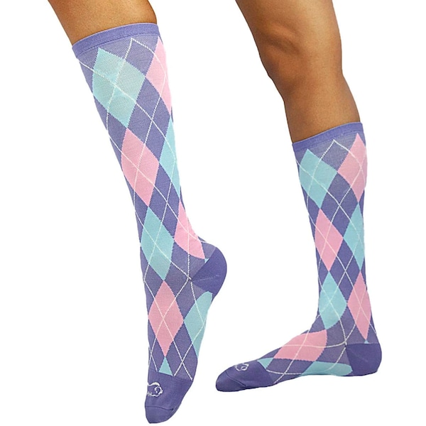Zayaan Health Argyle Compression Socks, Pink, PR BLZH-CSARG-2P - main